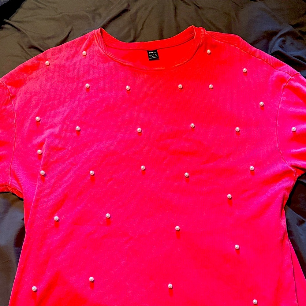 SHEIN Pink Top with Pearl Details